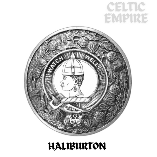 Haliburton Family Clan Badge Scottish Plaid Brooch