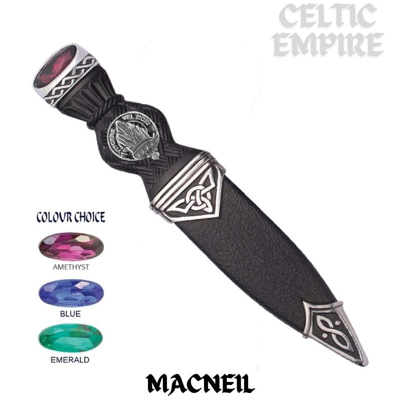 MacNeill (Barra) Interlace Family Clan Crest Sgian Dubh, Scottish Knife