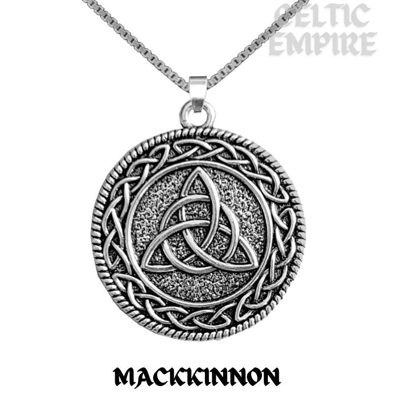 MacKinnon Family Clan Crest Celtic Interlace Disk Pendant, Scottish Family Crest