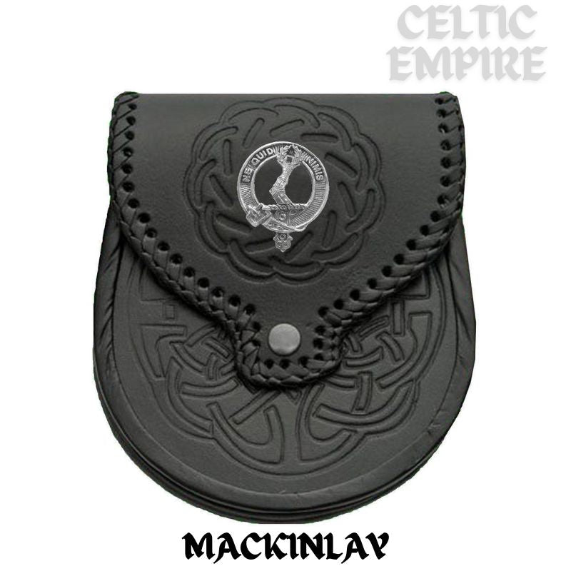 MacKinlay Scottish Family Clan Badge Sporran, Leather
