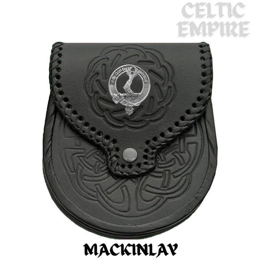 MacKinlay Scottish Family Clan Badge Sporran, Leather
