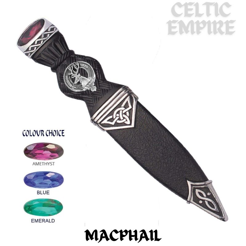 MacPhail Interlace Family Clan Crest Sgian Dubh, Scottish Knife