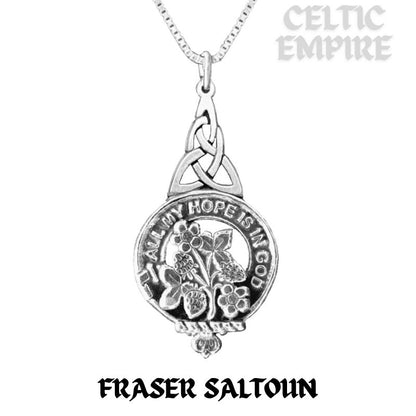 Fraser Saltoun Family Clan Crest Interlace Drop Pendant