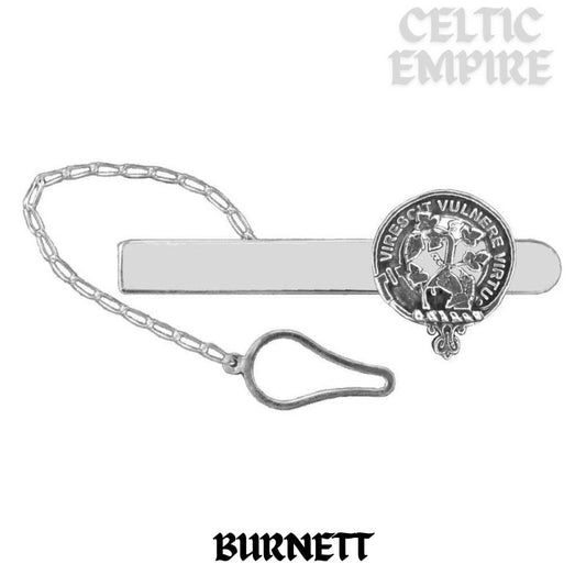 Burnett Family Clan Crest Scottish Button Loop Tie Bar ~ Sterling silver