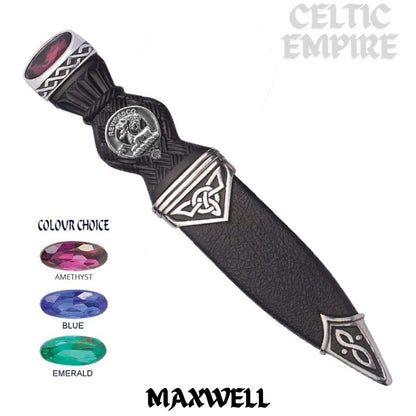 Maxwell Interlace Family Clan Crest Sgian Dubh, Scottish Knife