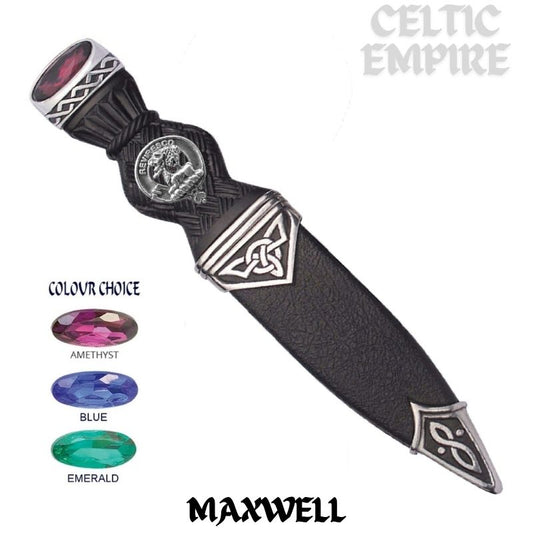 Maxwell Interlace Family Clan Crest Sgian Dubh, Scottish Knife