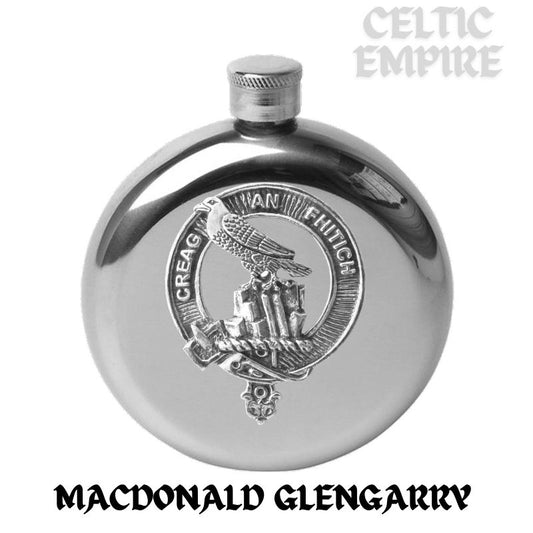 MacDonald (Glengarry) Family Round Family Clan Crest Scottish Badge Flask 5oz