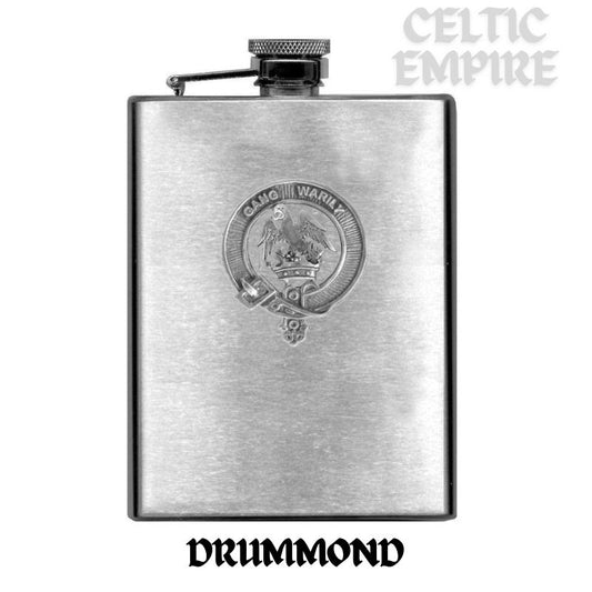 Drummond Family Clan Crest Scottish Badge Stainless Steel Flask 8oz