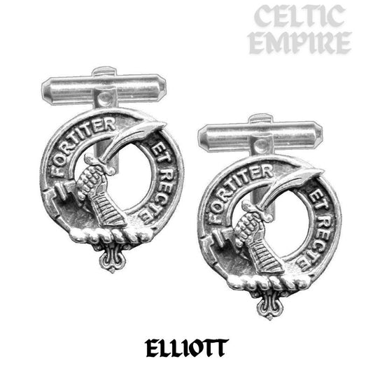 Elliott Family Clan Crest Scottish Cufflinks; Pewter, Sterling Silver and Karat Gold