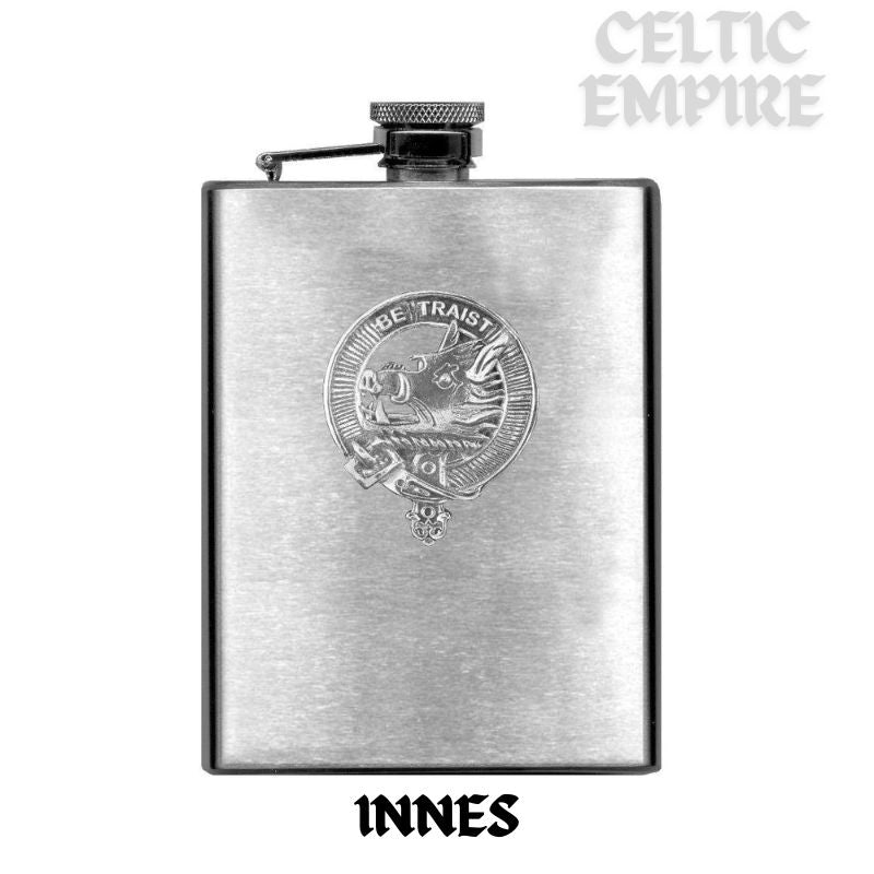 Innes 8oz Family Clan Crest Scottish Badge Stainless Steel Flask