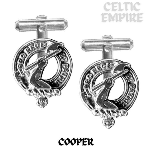 Cooper Family Clan Crest Scottish Cufflinks; Pewter, Sterling Silver and Karat Gold