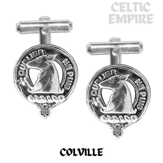 Colville Family Clan Crest Scottish Cufflinks; Pewter, Sterling Silver and Karat Gold