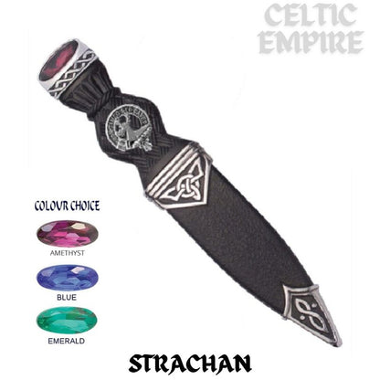 Strachan Interlace Family Clan Crest Sgian Dubh, Scottish Knife