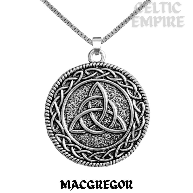 MacGregor Family Clan Crest Celtic Interlace Disk Pendant, Scottish Family Crest