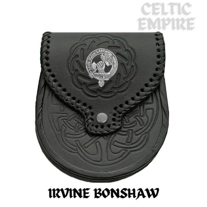 Irvine (Bonshaw) Scottish Family Clan Badge Sporran, Leather