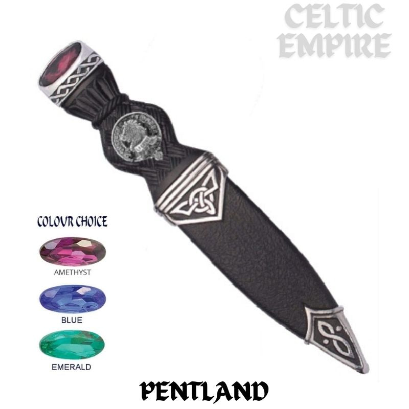 Pentland Interlace Family Clan Crest Sgian Dubh, Scottish Knife