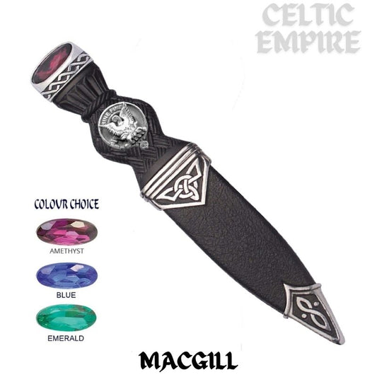 MacGill Interlace Family Clan Crest Sgian Dubh, Scottish Knife