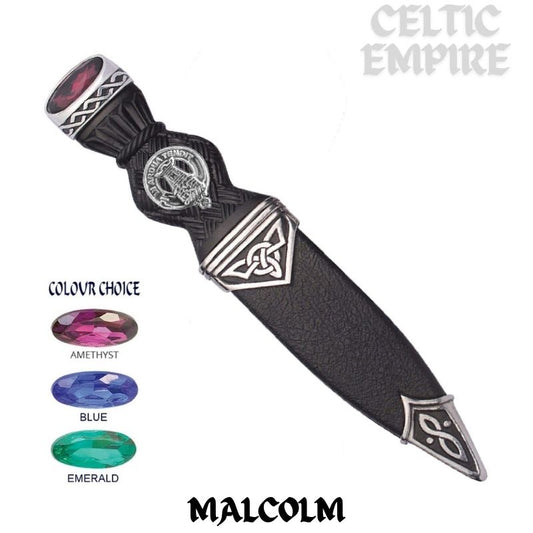 Malcolm Interlace Family Clan Crest Sgian Dubh, Scottish Knife