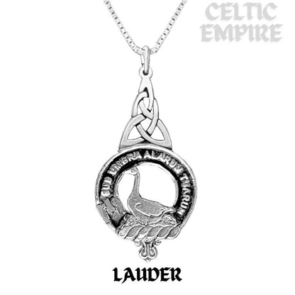Lauder Family Clan Crest Interlace Drop Pendant