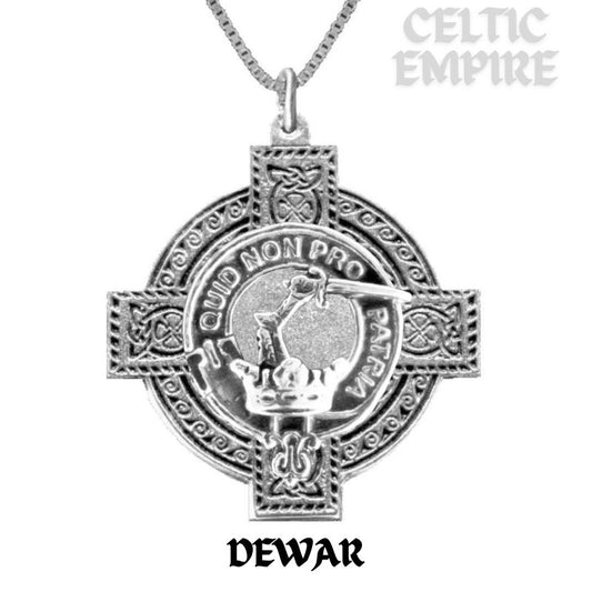 Dewar Family Clan Crest Celtic Cross Pendant Scottish