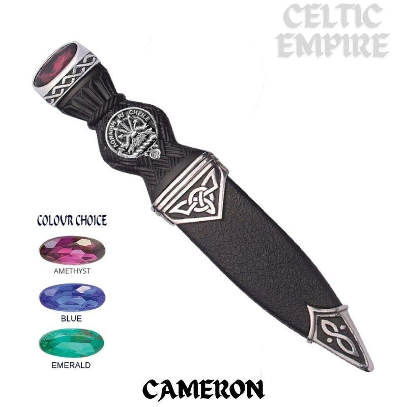 Cameron Interlace Family Clan Crest Sgian Dubh, Scottish Knife