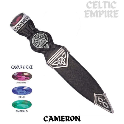 Cameron Interlace Family Clan Crest Sgian Dubh, Scottish Knife