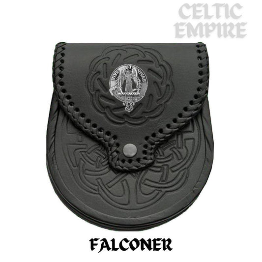 Falconer Scottish Family Clan Badge Sporran, Leather