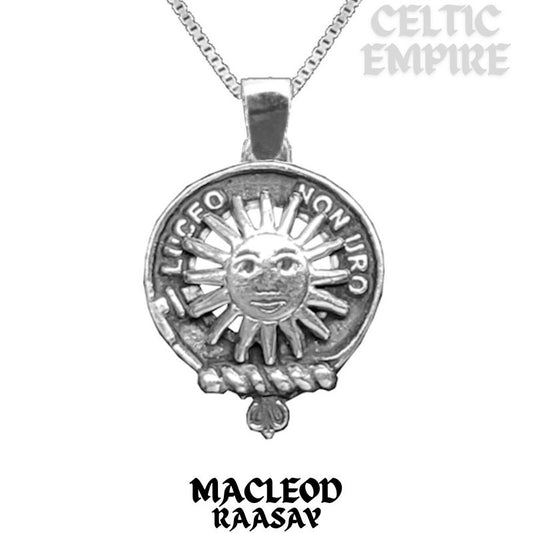 MacLeod (Raasay) Large 1" Scottish Family Clan Crest Pendant - Sterling Silver