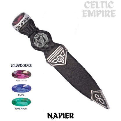 Napier Interlace Family Clan Crest Sgian Dubh, Scottish Knife