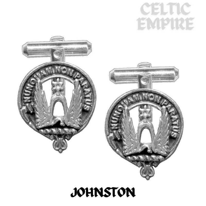 Johnston Family Clan Crest Scottish Cufflinks; Pewter, Sterling Silver and Karat Gold