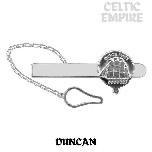 Duncan Family Clan Crest Scottish Button Loop Tie Bar ~ Sterling silver