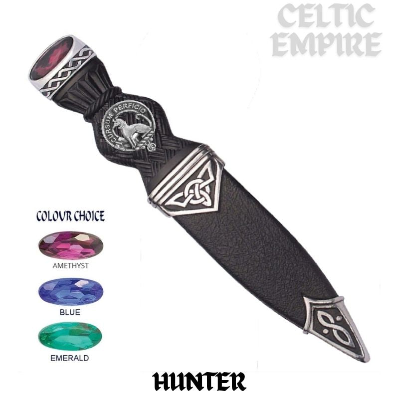 Hunter Interlace Family Clan Crest Sgian Dubh, Scottish Knife