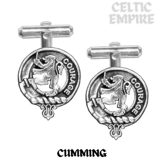 Cumming Family Clan Crest Scottish Cufflinks; Pewter, Sterling Silver and Karat Gold