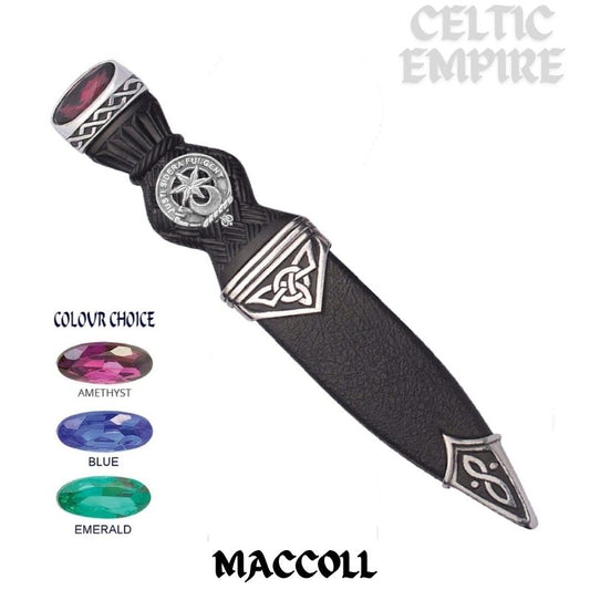 MacColl Interlace Family Clan Crest Sgian Dubh, Scottish Knife