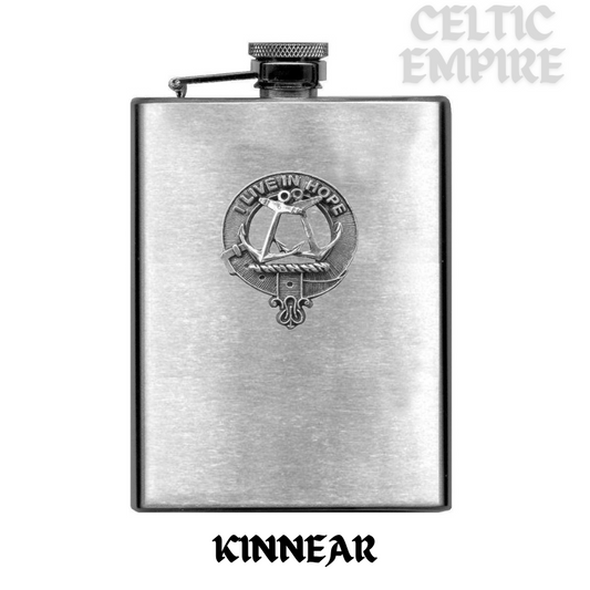 Kinnear 8oz Family Clan Crest Scottish Badge Stainless Steel Flask