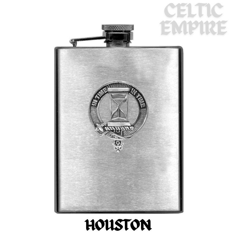 Houston 8oz Family Clan Crest Scottish Badge Stainless Steel Flask