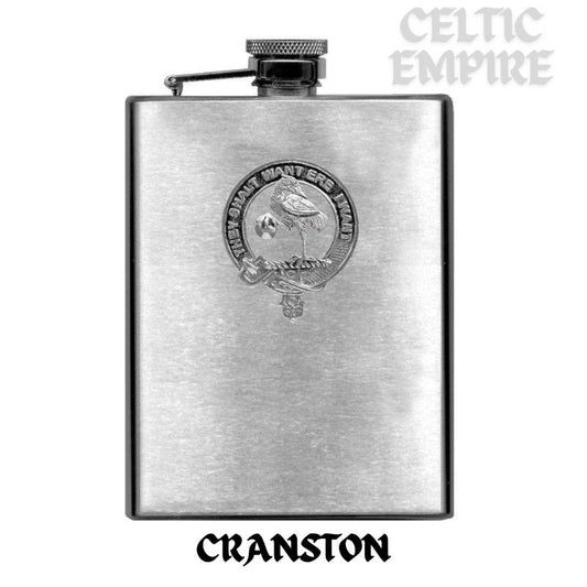 Cranston Family Clan Crest Scottish Badge Stainless Steel Flask 8oz