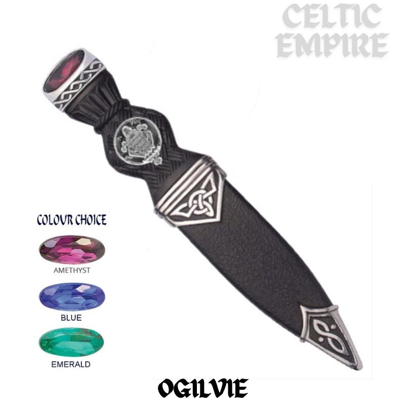 Ogilvie Interlace Family Clan Crest Sgian Dubh, Scottish Knife