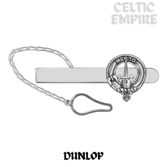 Dunlop Family Clan Crest Scottish Button Loop Tie Bar ~ Sterling silver