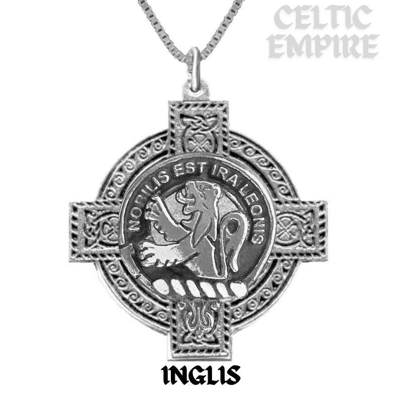 Inglis Family Clan Crest Celtic Cross Pendant Scottish