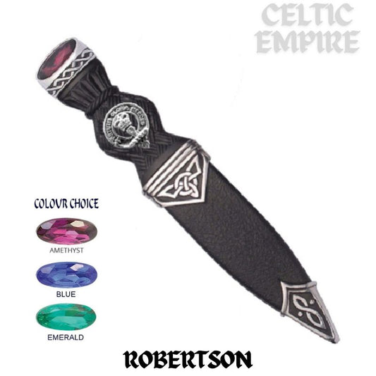 Robertson Interlace Family Clan Crest Sgian Dubh, Scottish Knife