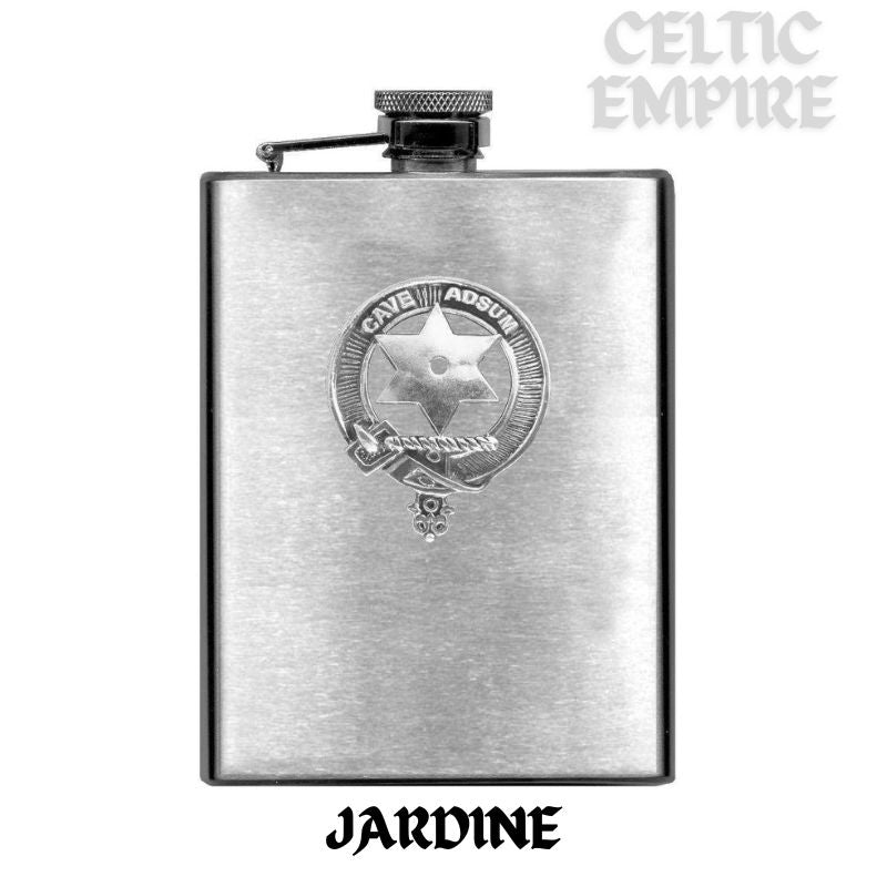 Jardine 8oz Family Clan Crest Scottish Badge Stainless Steel Flask