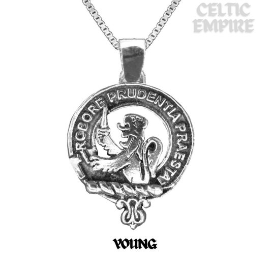 Young Large 1" Scottish Family Clan Crest Pendant - Sterling Silver