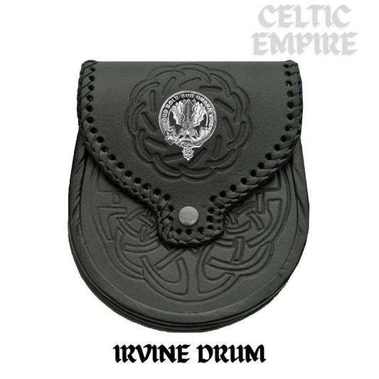 Irvine (Drum) Scottish Family Clan Badge Sporran, Leather