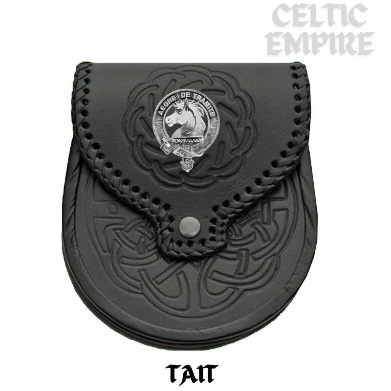 Tait Scottish Family Clan Badge Sporran, Leather