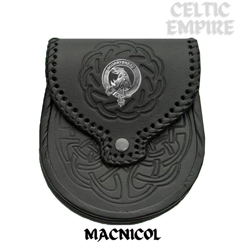 MacNicol Scottish Family Clan Badge Sporran, Leather
