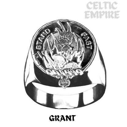 Grant  Scottish Family Clan Crest Ring - Sterling Silver and Karat Gold