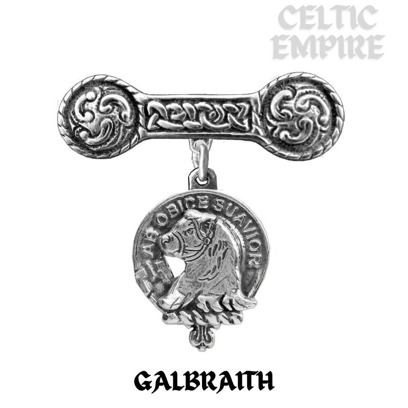 Galbraith Family Clan Crest Iona Bar Brooch - Sterling Silver