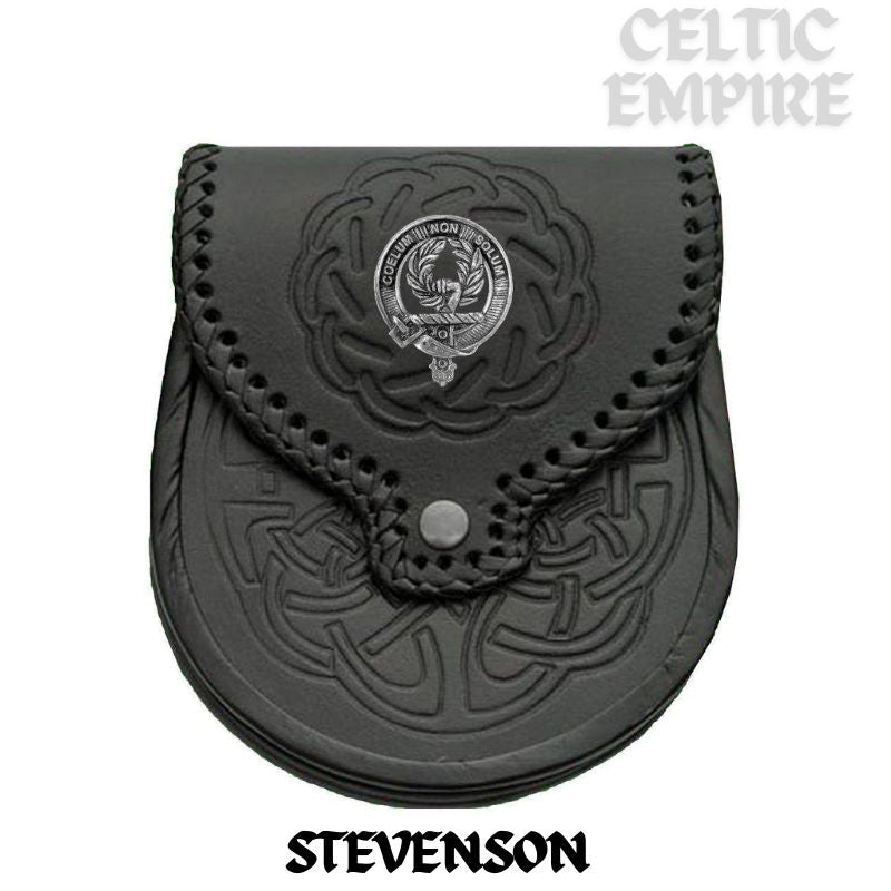 Stevenson Scottish Family Clan Badge Sporran, Leather