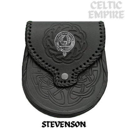 Stevenson Scottish Family Clan Badge Sporran, Leather